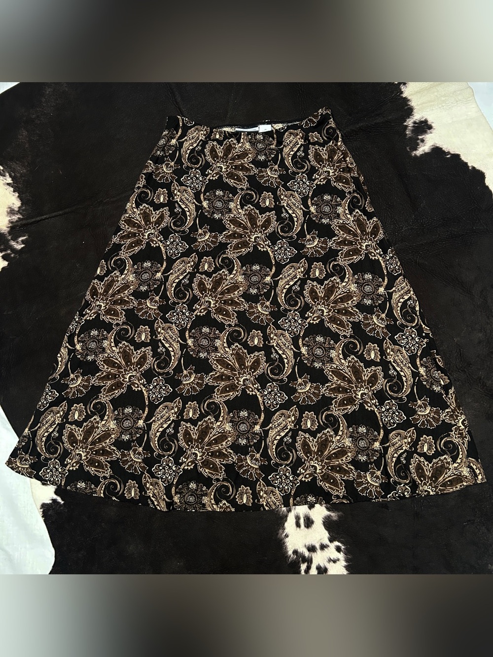 Croft&Barrow Black and Brown Floral Pasilsly Aline Skirt